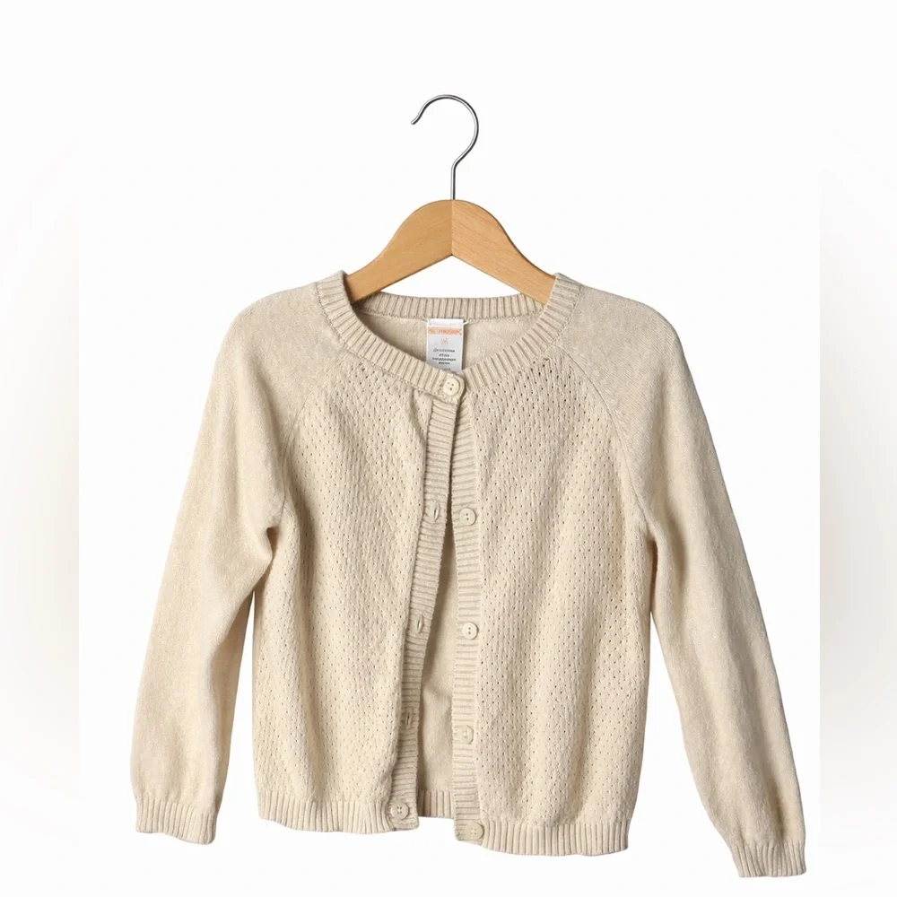 Gymboree Girls Oatmeal Knit Cardigan Sweater Button Front Size 3T Neutral